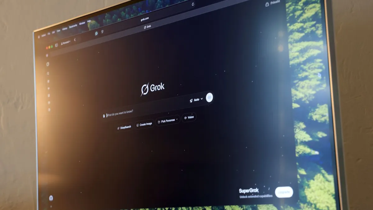 Sito web di Grok sullo schermo di un computer