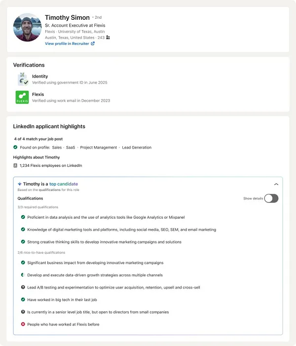 Assistente alle assunzioni di LinkedIn